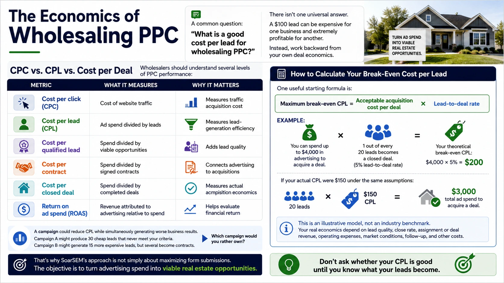Wholesaling PPC metrics from cost per click to cost per closed deal